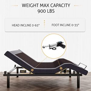 SHA CERLIN Electric Adjustable Bed Base, Ergonomic Upholstered King Size Bed Frame with Upgraded Motors and Wireless Remote Control, Independent Head and Foot Incline, Assembly Required