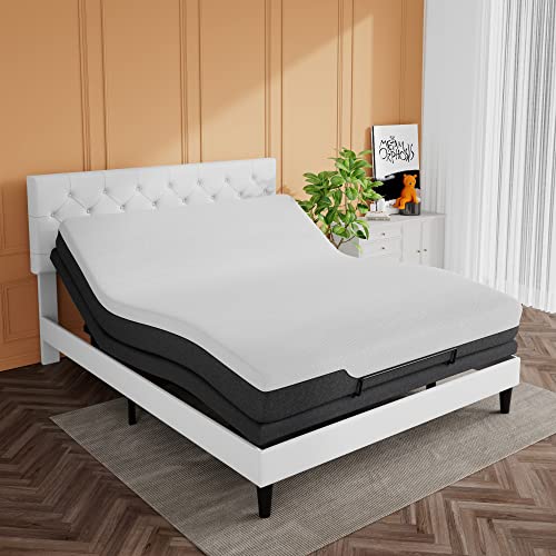 SHA CERLIN Electric Adjustable Bed Base, Ergonomic Upholstered King Size Bed Frame with Upgraded Motors and Wireless Remote Control, Independent Head and Foot Incline, Assembly Required