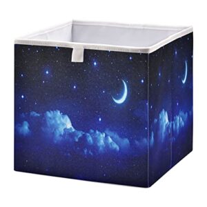 kigai starry sky moon stars storage bin closet organizers collapsible toy storage cube for home organization shelf store bins container, 11" x 11" x 11"