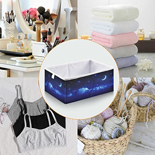 Kigai Starry Sky Moon Stars Storage Bin Closet Organizers Collapsible Toy Storage Cube for Home Organization Shelf Store Bins Container, 11" x 11" x 11"