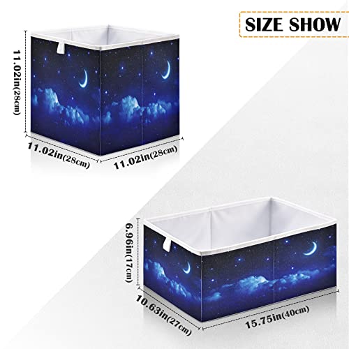 Kigai Starry Sky Moon Stars Storage Bin Closet Organizers Collapsible Toy Storage Cube for Home Organization Shelf Store Bins Container, 11" x 11" x 11"