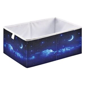 Kigai Starry Sky Moon Stars Storage Bin Closet Organizers Collapsible Toy Storage Cube for Home Organization Shelf Store Bins Container, 11" x 11" x 11"