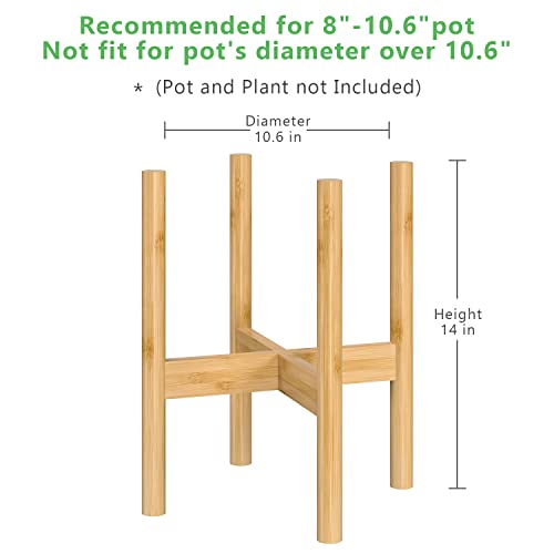 Ruichang Bamboo Holder Mid Century Modern Plant Stands for Indoor Plants Flower Pot Stand Hold Up to 10.6 Inch Planter( Wood Plant Stand Only)
