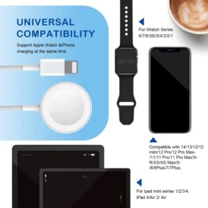 Watch Charger 2 in 1 Type-C Portable Charging Cable Compatible with Apple Watch iwatch Series SE/8/7/6/5/4/3/2/1 and Compatible with iPhone 13/12/11/Pro/Max/X/XR/XS/XS Max&Pad Series (4ft/1.2M)