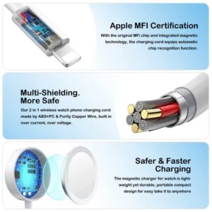 Watch Charger 2 in 1 Type-C Portable Charging Cable Compatible with Apple Watch iwatch Series SE/8/7/6/5/4/3/2/1 and Compatible with iPhone 13/12/11/Pro/Max/X/XR/XS/XS Max&Pad Series (4ft/1.2M)