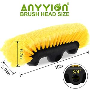 Anyyion 10" Car Wash Brush Head，Soft Bristle, Auto RV Truck Boat Camper Exterior Washing Cleaning（10-inch）