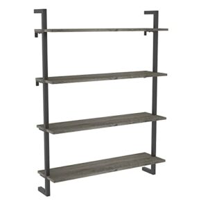kiimeey 4-shelf bookshelf wall mount bookcase floating industrial shelf (l35.4 oyster grey)