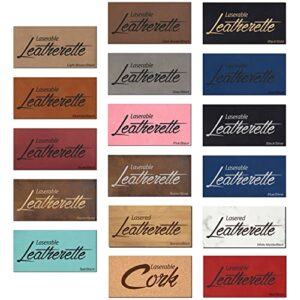 laserable leather sheets, laserable leatherette 12" x 24", laser engraving supplies, for glowforge supplies and materials (light brown/black)