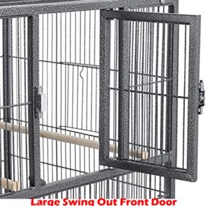 Combo Breeding Stacker Center Divided Breeder Bird Flight Double Rolling Cage with Side Breeding Nest Door (Black Vein, Single Stack)