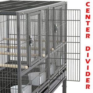 Combo Breeding Stacker Center Divided Breeder Bird Flight Double Rolling Cage with Side Breeding Nest Door (Black Vein, Single Stack)