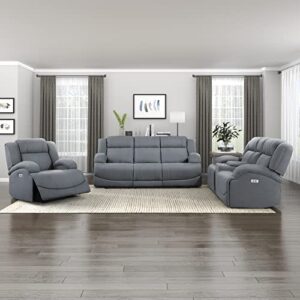 Lexicon Landwood Power Double Reclining Loveseat, Graphite Blue