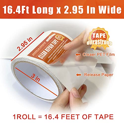 SMAPHY Fabric Repair Tape to Fix Boat Covers Canvas Tent & Pop Up Camper RV Awning. Awning Repair Tape, Tarp Repair Kit, Camper Canvas Repair, 16.4FT x 2.95"（Ultrastrong Tape）