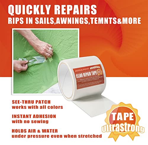 SMAPHY Fabric Repair Tape to Fix Boat Covers Canvas Tent & Pop Up Camper RV Awning. Awning Repair Tape, Tarp Repair Kit, Camper Canvas Repair, 16.4FT x 2.95"（Ultrastrong Tape）