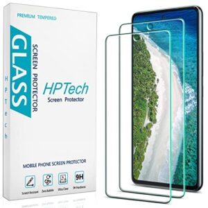 hptech (2 pack) designed for samsung galaxy a53 5g tempered glass screen protector, support fingerprint reader, anti scratch, bubble free, case friendly