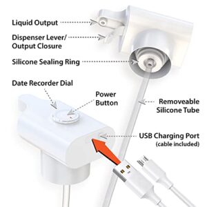 mealQ Automatic Beverage Dispenser for Milk, Juice, and Water Gallon Containers, Hands-Free Pump with Electric Tap, Rechargeable Kitchen Fridge Accessory Date Recorder, 2.5x4.8