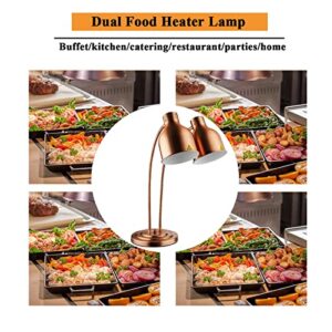 GAINTOO Dual Bulb Food Heat Lamp Restaurant Food Warmer Light Portable Heating Lamps (Dual Head(Copper))