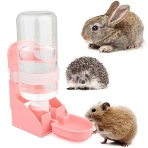 pet cage suspended water dispenser, [17oz] diyife rabbit water feeder,no drip hanging fountain automatic dispenser, small animal water bottle for bunny chinchilla hedgehog squirrel,pink