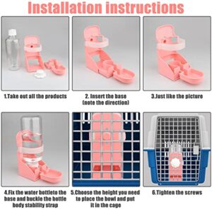 Pet Cage Suspended Water Dispenser, [17oz] Diyife Rabbit Water Feeder,No Drip Hanging Fountain Automatic Dispenser, Small Animal Water Bottle for Bunny Chinchilla Hedgehog Squirrel,Pink