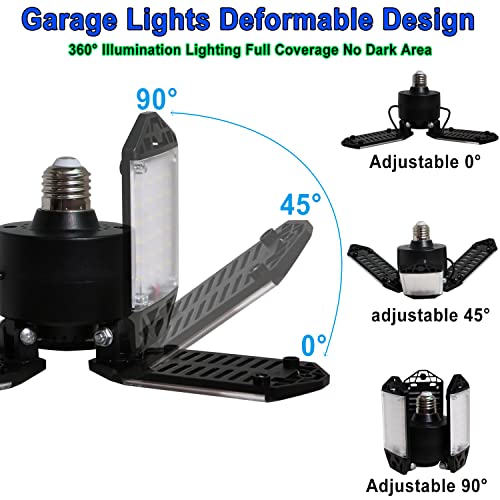 LED Garage Light, 80W Garage Lights LED Shop Light, 8000 Lumen Garage LED Ceiling Lights with 3 Adjustable Panels, 6500K Daylight Garage Lighting LED Light Bulb Fixture LED Lights for Garage, Workshop