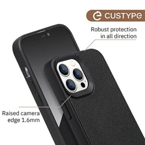 CUSTYPE for iPhone 13 Pro Max Crossbody Case with Strap Lanyard, Designer Leather Protective iPhone Case with Stand for Women, Two Ways Metal Kickstand Shockproof Slim Case, 6.7 Inch, Black