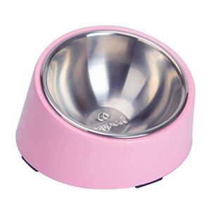 superdesign mess free 15° slanted bowl for dogs and cats, tilted angle bulldog bowl dog feeder, non-skid & non-spill, easier to reach food s/0.5 cup pink