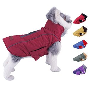 thinkpet dog cold weather coats - cozy waterproof windproof reversible winter dog jacket, thick padded warm coat reflective vest clothes for puppy small medium large dogs