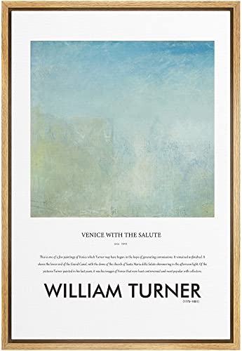 SIGNLEADER Framed Canvas Print Wall Art William Turner Venice Landscape Nature Wilderness Illustrations Fine Art Rustic Scenic Relax/Calm Colorful for Living Room, Bedroom, Office - 16"x24" NATURAL