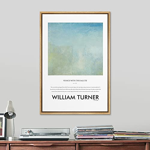 SIGNLEADER Framed Canvas Print Wall Art William Turner Venice Landscape Nature Wilderness Illustrations Fine Art Rustic Scenic Relax/Calm Colorful for Living Room, Bedroom, Office - 16"x24" NATURAL