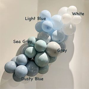 Dusty Blue Balloon Light Blue Gray Balloons Garland Arch Kit Matte Blue Balloon Garland for Boho Birthday Party Boy Baby Shower Decorations Elephant Baby Shower Decorations for Boy (dusty blue combo)