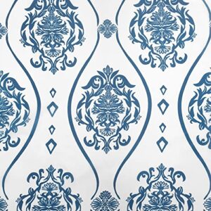 SUMGAR Boho Damask Flowers Shower Curtain Blue and White, Retro Ogee Pattern Bathroom Curtains, Classic Paisley Totem Moroccan Beach Fabric Shower Curtains Set with Hooks 72x72 Inches
