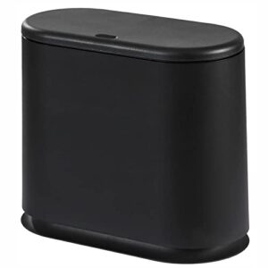 cq acrylic 8l slim bathroom trash can plastic 2.1 garbage can with press top lid,dog proof wastebasket trash can for bedroom,kitchen,office,living room,black