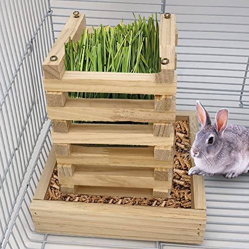 Rabbit Wooden Hay Feeder Chinchilla Food Dispenser Small Animal Hay Rack  Bunny Cage Accessories for Guinea Pig Hamster