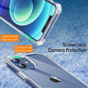 JETech Case for iPhone 12/12 Pro 6.1-Inch with 2-Pack Tempered Glass Screen Protector, 360 Full Body Shockproof Bumper Phone Cover Protective Clear Back (Clear)