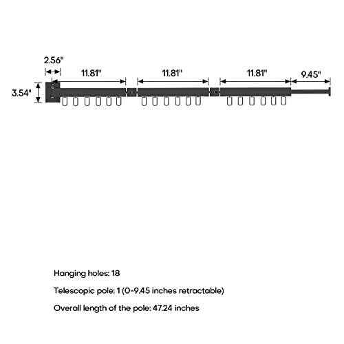 Wall Mounted Clothes Drying Rack Rotatable Retractable Laundry Drying Rack Space-Saver Clothes Hanging Rack Indoor/Outdoor Dryer Racks，3 Rods - 44.9" L