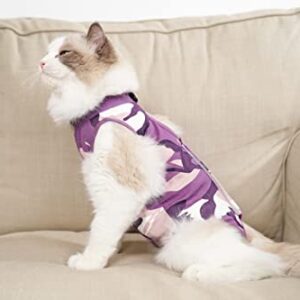 TORJOY New Professional Cat Recovery Suit After Surgery as E-Collar Alternative, Kitten Recovery Suit for Spay to Cover Abdominal Wounds, Camouflage Cat Apparel Anti-Licking Cat Onesie