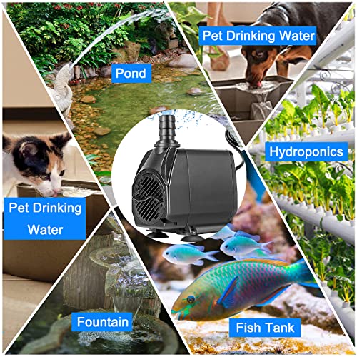 YOFOTHS Submersible Water Pump 35W/40W 800GPH Ultra Quiet Fountain Pump 3000L/H 10ft High Lift Pump for Aquarium, Fish Tank, Pond, Hydroponics, Statuary