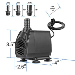 YOFOTHS Submersible Water Pump 35W/40W 800GPH Ultra Quiet Fountain Pump 3000L/H 10ft High Lift Pump for Aquarium, Fish Tank, Pond, Hydroponics, Statuary