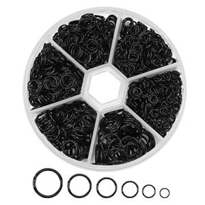 1000pcs black o ring connectors metal open jump rings set 304 stainless-steel jump rings for jewelry making connectors (4mm 5mm 6mm 7mm 8mm 10mm)