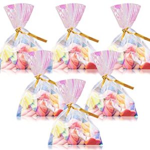 100pcs Cellophane Treat Bags, 3"x5" Iridescent Holographic Goodie Bags, Candy Bags Party Favors Bags with Twist Ties for Birthday Wedding Halloween Christmas, Valentines (3 x 5 inches (Pack of 100))