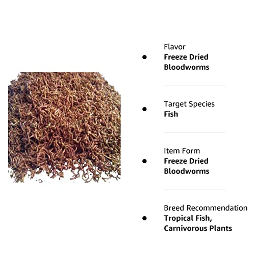 2oz Bloodworms, Freeze Dried Fresh Grade A Floating Bloodworms for All Tropical Fish, Bettas, Discus, Cichlids, Community 0.125 Pound (Pack of 1)