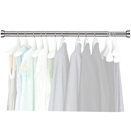 Closet Rods for Hanging Clothes, 14 to 50 Inch Silver Adjustable closet Hanging Rod Closet Pole Holder metal pole for Wardrobes, Shoe Cabinets