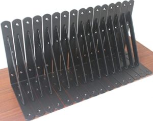16 pack l8" x h 6" black heavy duty shelf brackets with screws metal shelf brackets shelf support angle brackets for shelves l brackets heavy duty floating shelf brackets