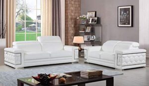 homeroots 71" x 41" x 29" modern white leather sofa and loveseat