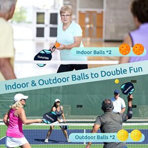 niupipo Pickleball Paddles, Lightweight Pickleball Paddles Set of 2 w/Fiberglass Surface, Polypropylene Honeycomb Core, Cushion Grip, 4 Balls for Outdoor & Indoor Play, USA Pickleball Approved