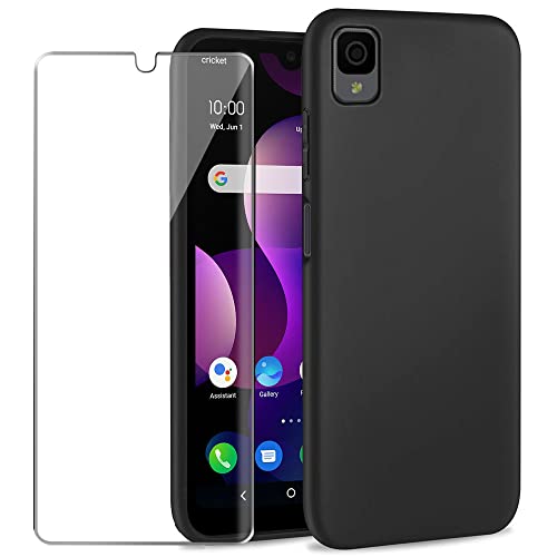 YJROP for TCL 30Z Case with Tempered Glass Screen Protector Slim Full-Body Silicone Bumpers Anti-Scratch Shockproof Protective Phone Case Cover for Alcatel TCL 30Z 30 Z 4G LTE T602DL(Black)