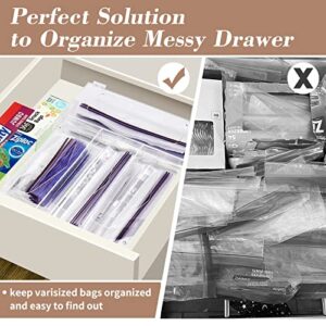 Ziplock Bag Storage Organizer, Acrylic Baggie Organizer for Drawer Kitchen Clear Plastic Food Storage Bags Holder Organizer for Gallon, Quart, Sandwich, Snap, Freezer, Slider Bags, 12 Inch