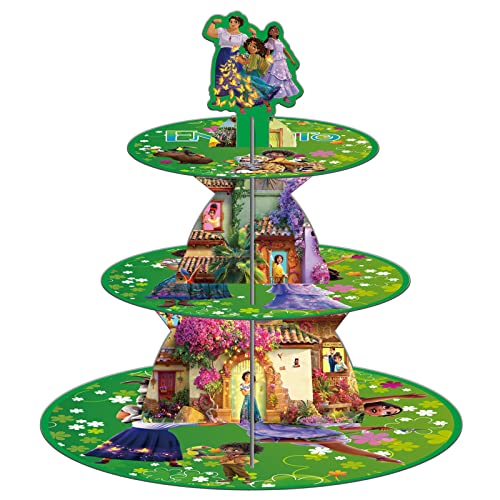 Encanto Cupcake Stand, Magic Movie Birthday Party Decorations, Theme Party Dessert Stands Round Cardboard Cupcake Tower Encanto Party Supplies, Green