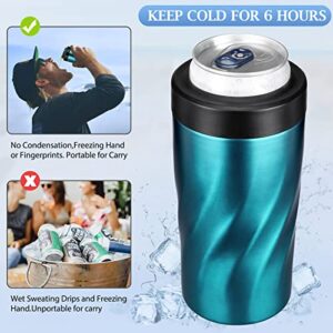 Maxso Skinny Can Cooler for 12 oz Standard or Slim Cans & Beer Bottles. 4 in 1 Stainless Steel Vacuum Insulated Universal Beverage Can Holder Keep Drinks Cold - Green