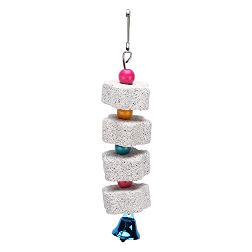 Bird Chew Toy, Mineral Stone Molar Toy with Bell Bird Beak Grinding Stone Pet Birds Beak Grinding Swing for Cockatoo Budgie Parakeet Cockatiel Lovebird