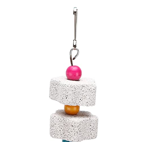 Bird Chew Toy, Mineral Stone Molar Toy with Bell Bird Beak Grinding Stone Pet Birds Beak Grinding Swing for Cockatoo Budgie Parakeet Cockatiel Lovebird